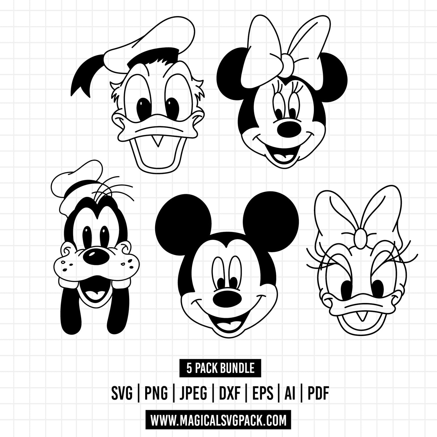 COD1264 - Disney classics bundle, Disney Classics clipart Svg, Png, Eps, Dxf, Jpeg, vector.