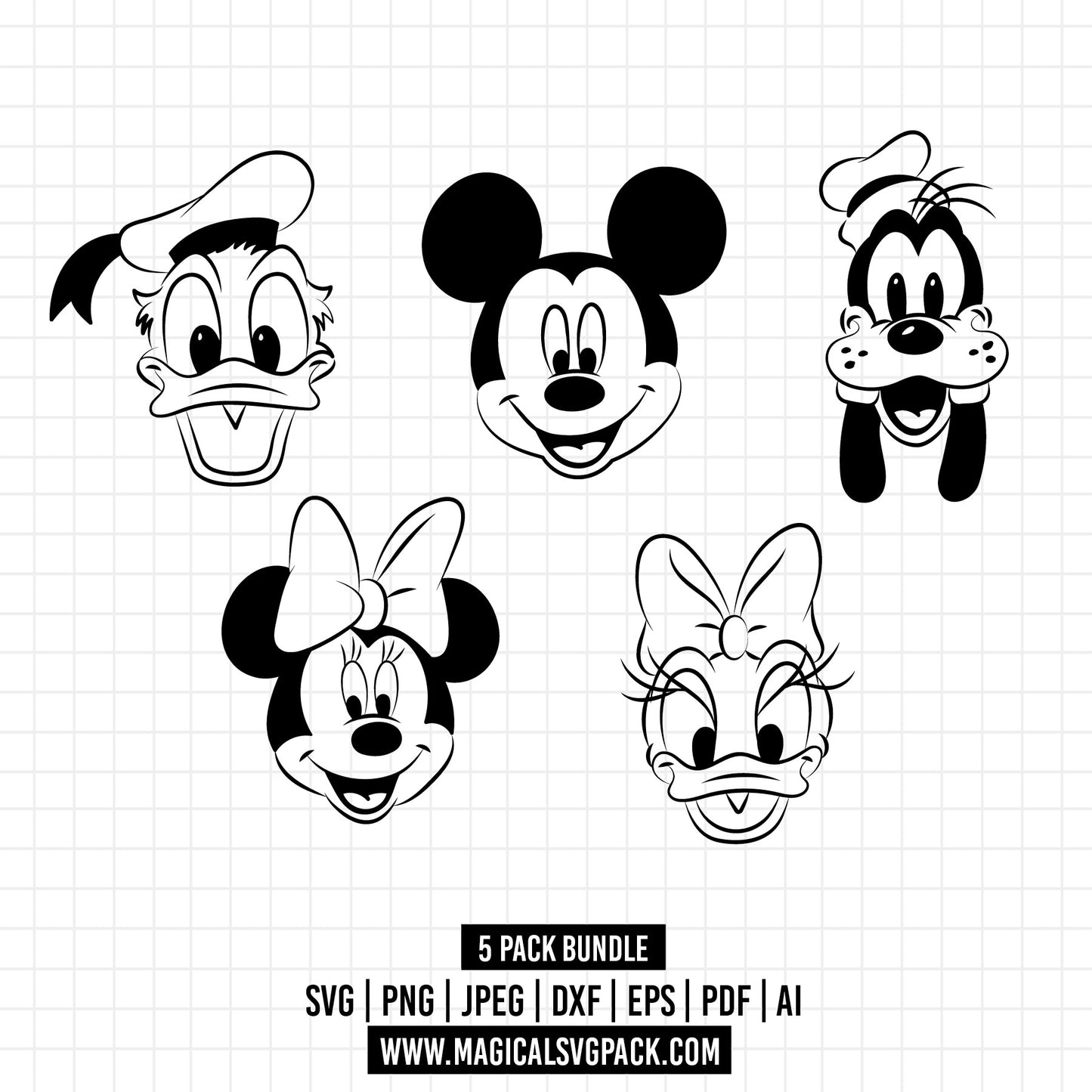 COD1353 - Disney classics sketch bundle, Disney Classics clipart Svg, Png, Eps, Dxf, Jpeg, vector.