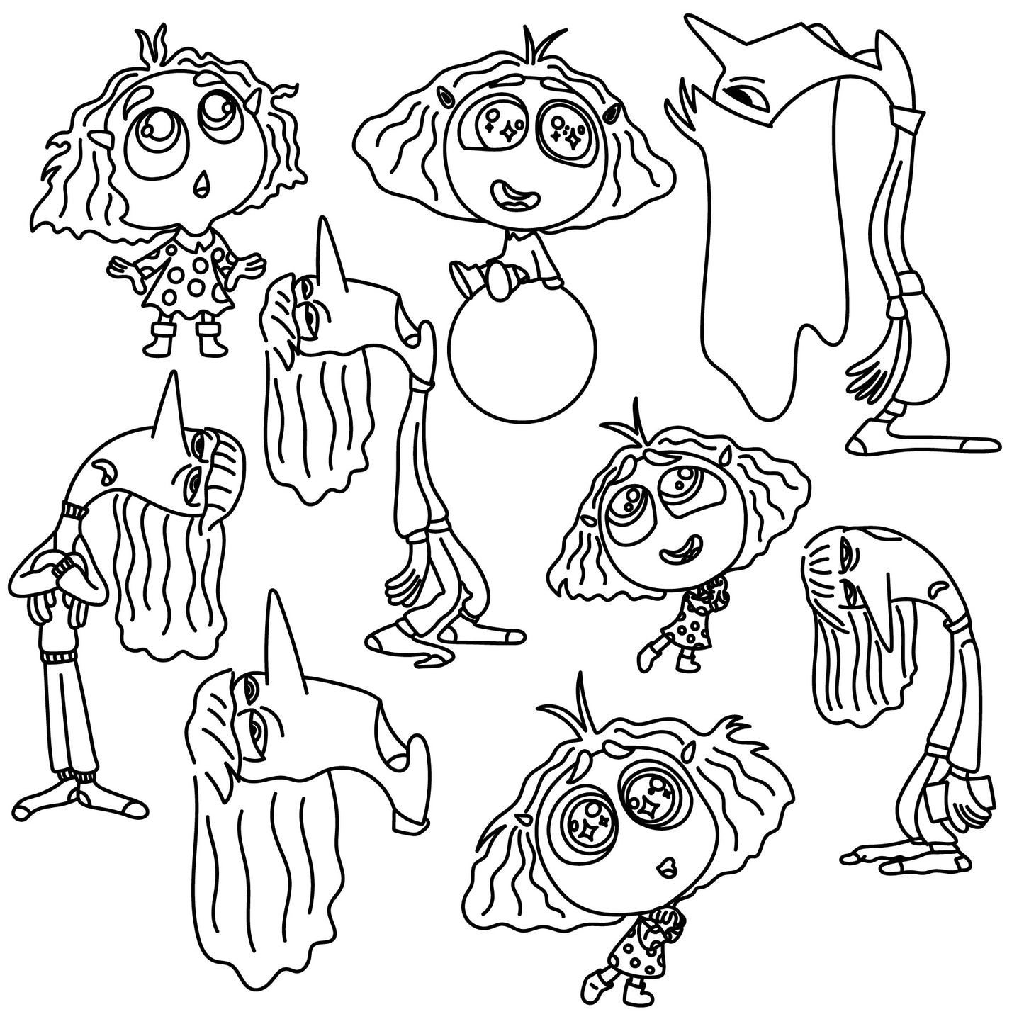 COD1512 - Inside Out mega bundle line art, Disney clipart Svg, Png, Eps, Dxf, Jpeg, vector.