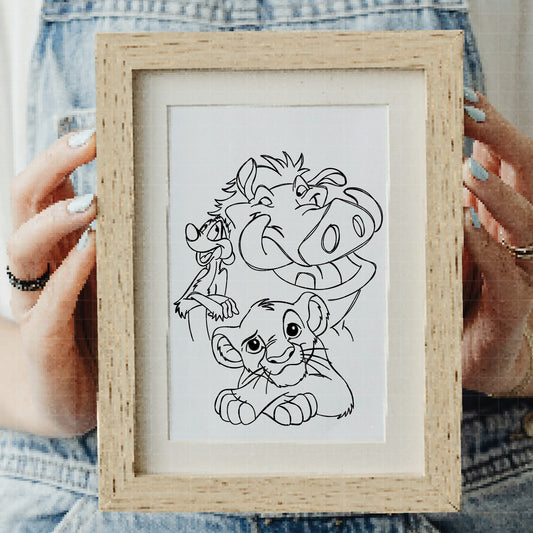 COD2537 - The Lion king characters line art pack bundle, Disney clipart Svg, Png, Eps, Dxf, Jpeg, vector.