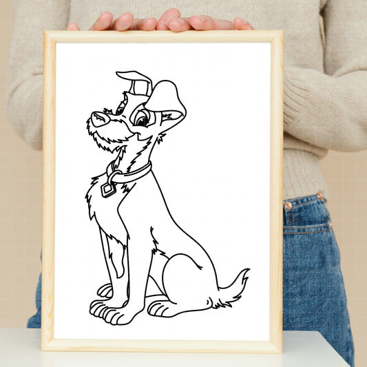COD3723 - Lady and the Tramp pack bundle line art, Disney clipart Svg, Png, Eps, Dxf, Jpeg, vector.