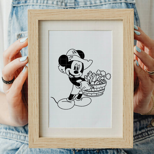 COD3866 - Mickey & Minnie gardeners pack bundle, Disney classics clipart Svg, Png, Eps, Dxf, Jpeg, vector.