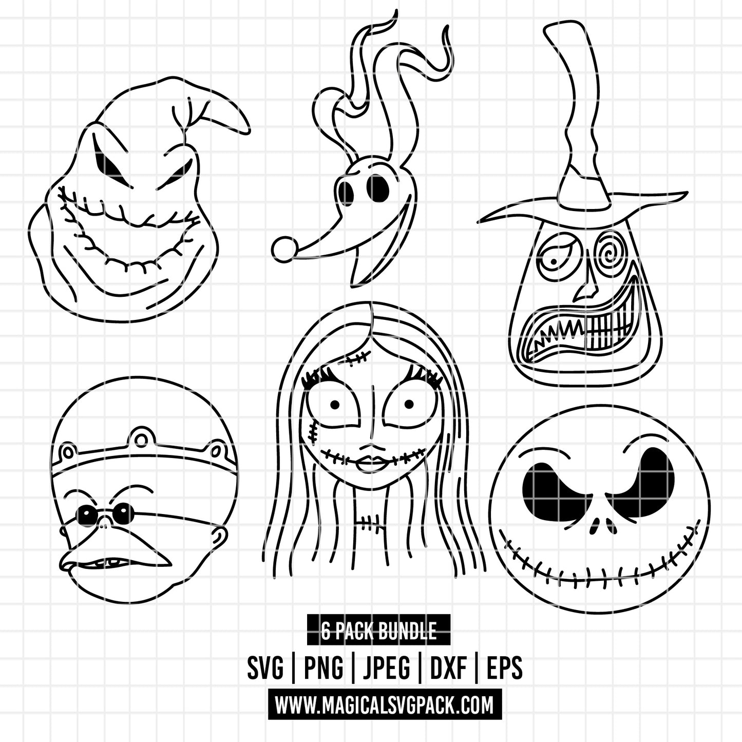 COD3899 - Ooguie boogie, Sally, Jack, Dr. Finkelstein, Zero and The mayor, Nightmare Before Christmas pack bundle, Disney clipart Svg, Png, Eps, Dxf, Jpeg, vector.