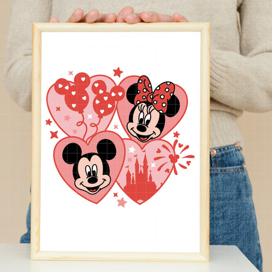 COD4526 - Mickey & Minnie loving pack bundle, Disney Valentine's day clipart Svg, Png, Eps, Dxf, Jpeg, vector.