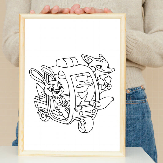 COD5213 - Nick & Judy, Zootopia pack bundle line art, Disney clipart Svg, Png, Eps, Dxf, Jpeg, vector.