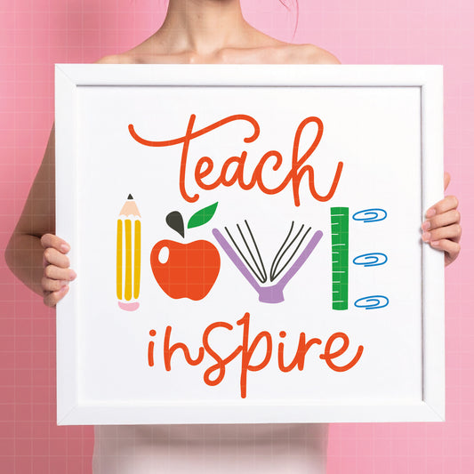 COD6099 - Teacher SVG PNG Bundle | Apple Monogram Heart Classroom Teach Love Inspire |Back to School Gift | Cricut Sublimation Instant Download