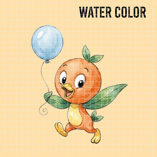 COD7392 - Orange Bird PNG bundle Watercolor, Disney clipart.
