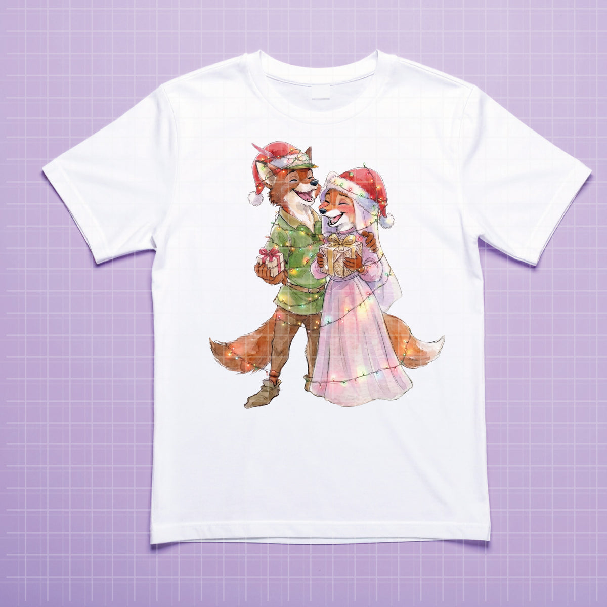 COD7476 - Robin Hood & Maid Marian in Christmas Watercolor PNG bundle, Disney clipart packs.