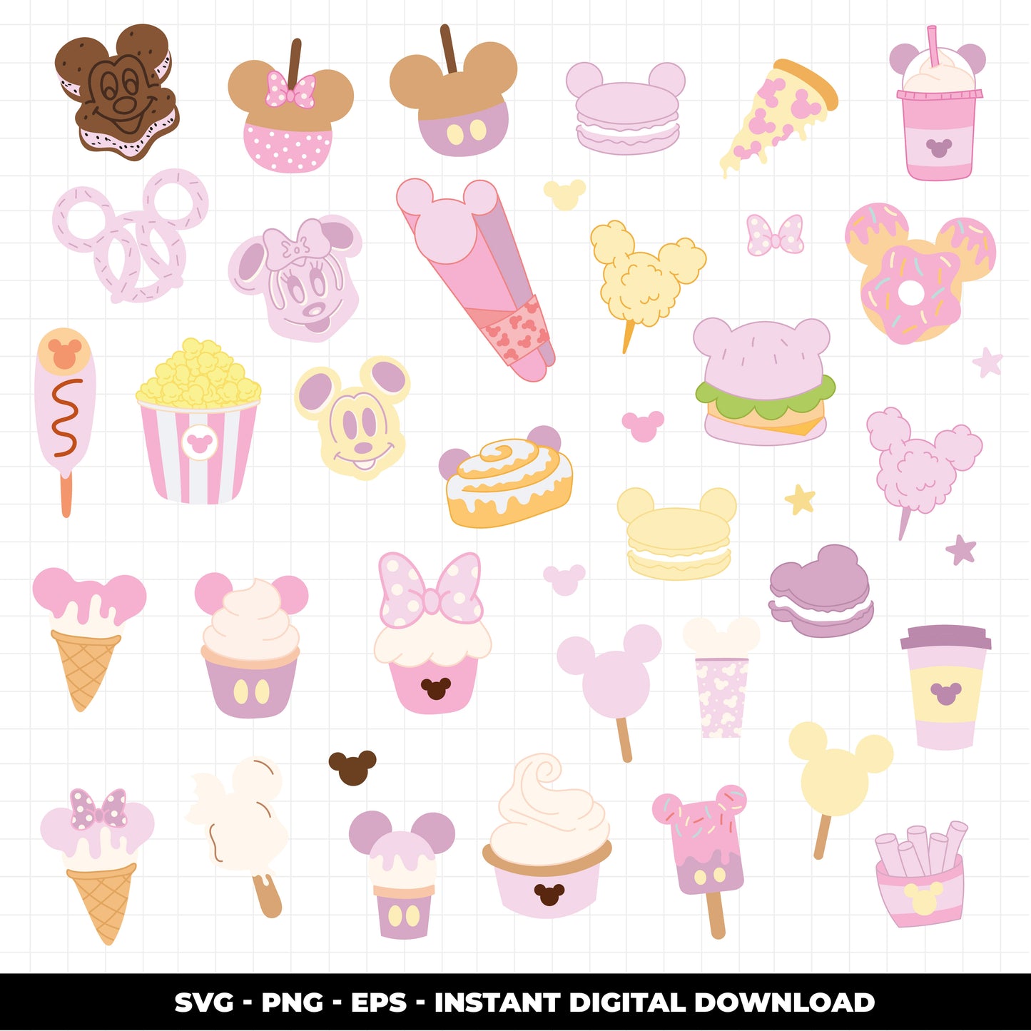 COD1009 - Disney cute Snack Goals mega bundle, Disney trips clipart Svg, Png, Eps, Dxf, Jpeg, vector.