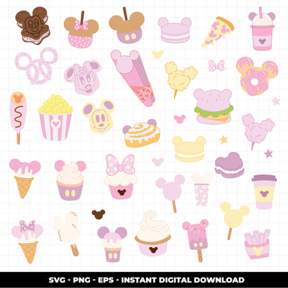 COD1009 - Disney cute Snack Goals mega bundle, Disney trips clipart Svg, Png, Eps, Dxf, Jpeg, vector.