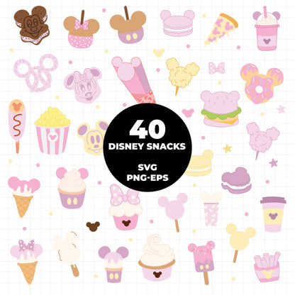COD1009 - Disney cute Snack Goals mega bundle, Disney trips clipart Svg, Png, Eps, Dxf, Jpeg, vector.