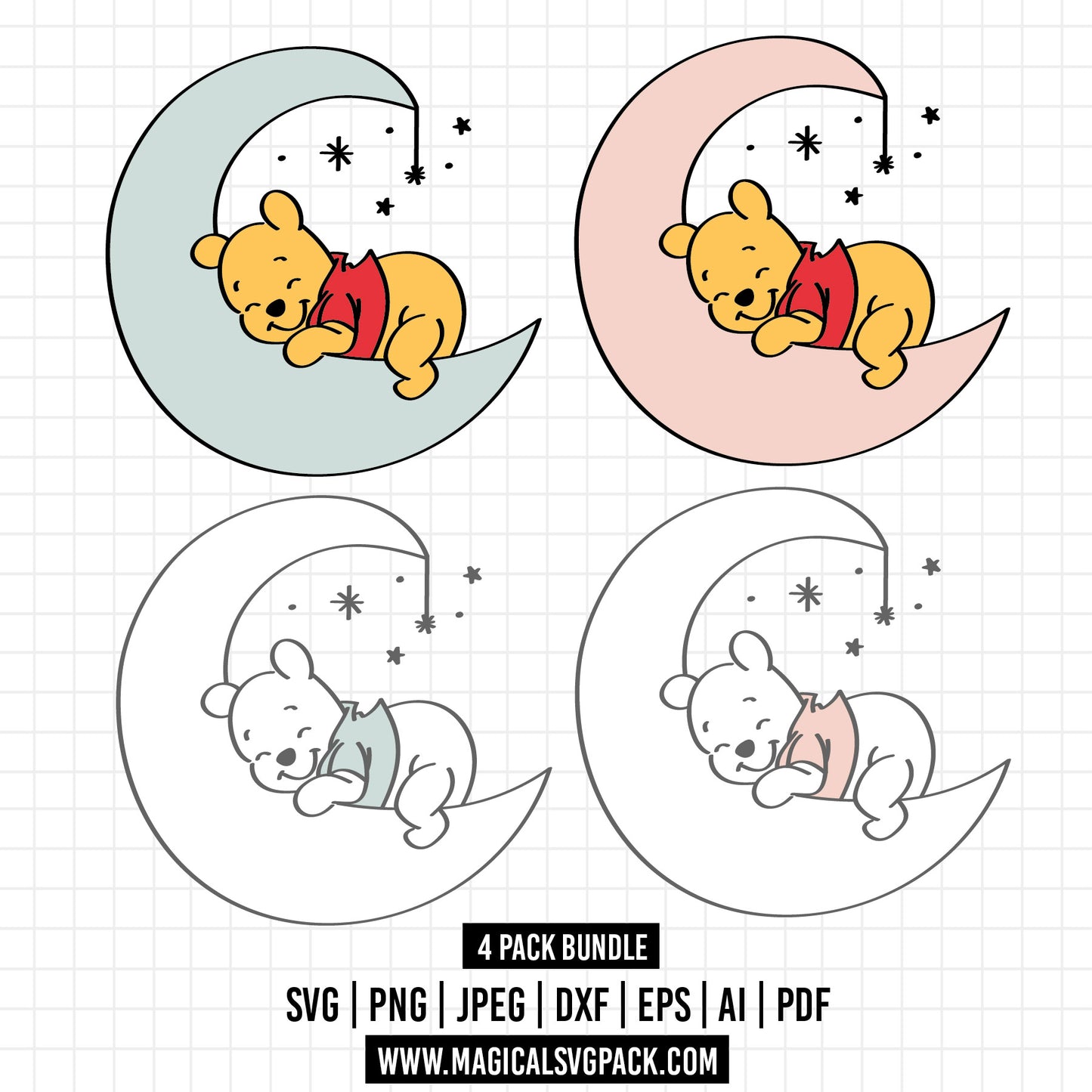 COD1118 - Baby Winnie the Pooh bundle, Disney clipart Svg, Png, Eps, Dxf, Jpeg, vector.