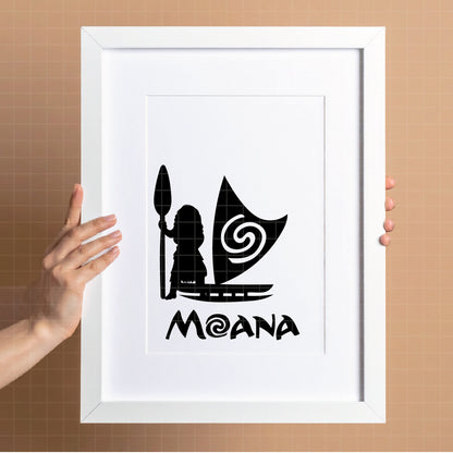 COD1204 - Moana icons & quotes bundle, Disney princess clipart Svg, Png, Eps, Dxf, Jpeg, vector.