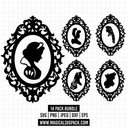 COD1206 - Disney Princess portrait bundle, Disney princess clipart Svg, Png, Eps, Dxf, Jpeg, vector.