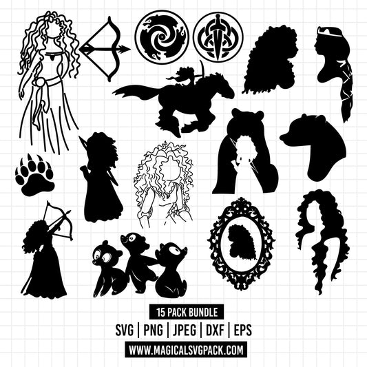 COD1210 - Brave bundle, Disney princess clipart Svg, Png, Eps, Dxf, Jpeg, vector.