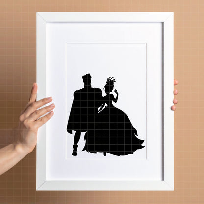 COD1218 - The princess and the frog silhouettes & icons bundle, Disney princess clipart Svg, Png, Eps, Dxf, Jpeg, vector.
