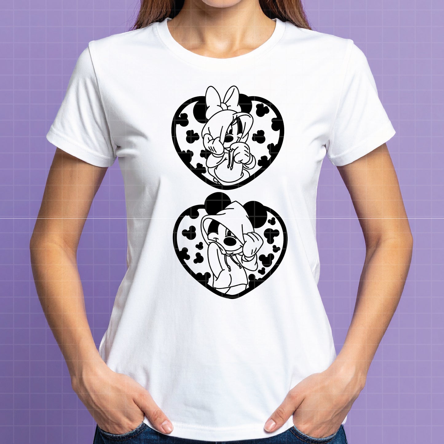 COD1224 - Mickey & Minnie in hearts bundle, Disney clipart Svg, Png, Eps, Dxf, Jpeg, vector.