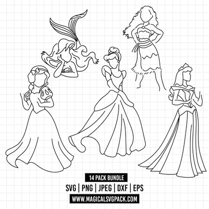 COD1253 - Beauty and the best silhouettes bundle, Disney clipart Svg, Png, Eps, Dxf, Jpeg, vector.