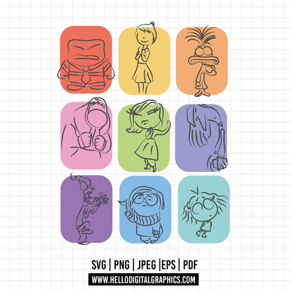 COD1462 - Inside Out Art Print bundle, Disney clipart Svg, Png, Eps, Dxf, Jpeg, vector.