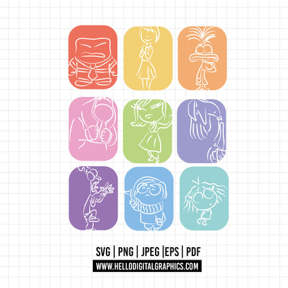 COD1462 - Inside Out Art Print bundle, Disney clipart Svg, Png, Eps, Dxf, Jpeg, vector.