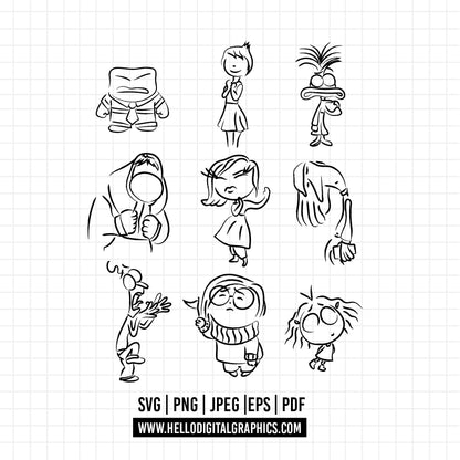 COD1462 - Inside Out Art Print bundle, Disney clipart Svg, Png, Eps, Dxf, Jpeg, vector.