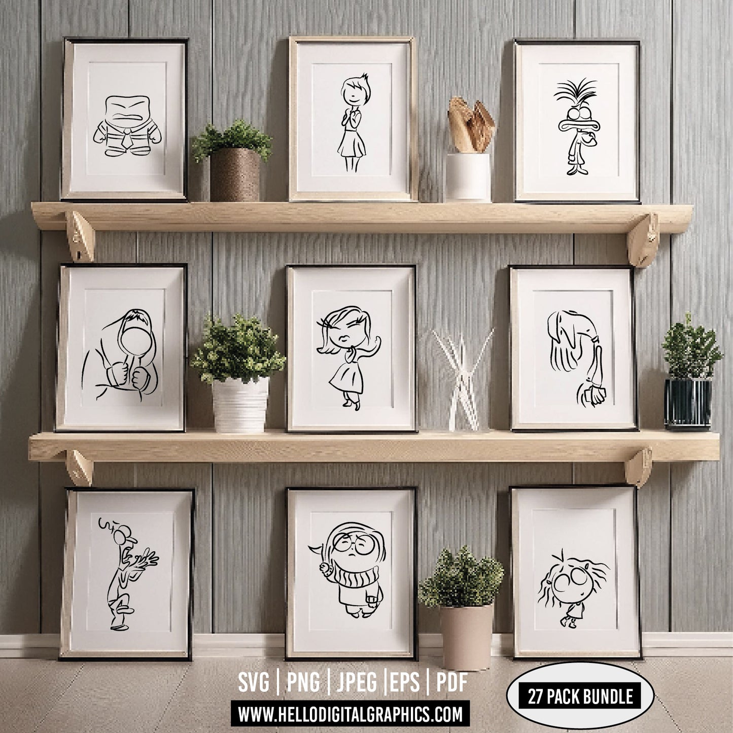 COD1462 - Inside Out Art Print bundle, Disney clipart Svg, Png, Eps, Dxf, Jpeg, vector.