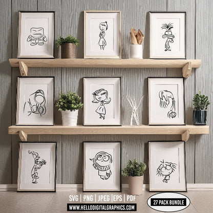 COD1462 - Inside Out Art Print bundle, Disney clipart Svg, Png, Eps, Dxf, Jpeg, vector.