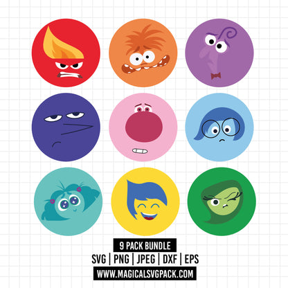 COD1463 - Inside Out bundle, Disney clipart Svg, Png, Eps, Dxf, Jpeg, vector.