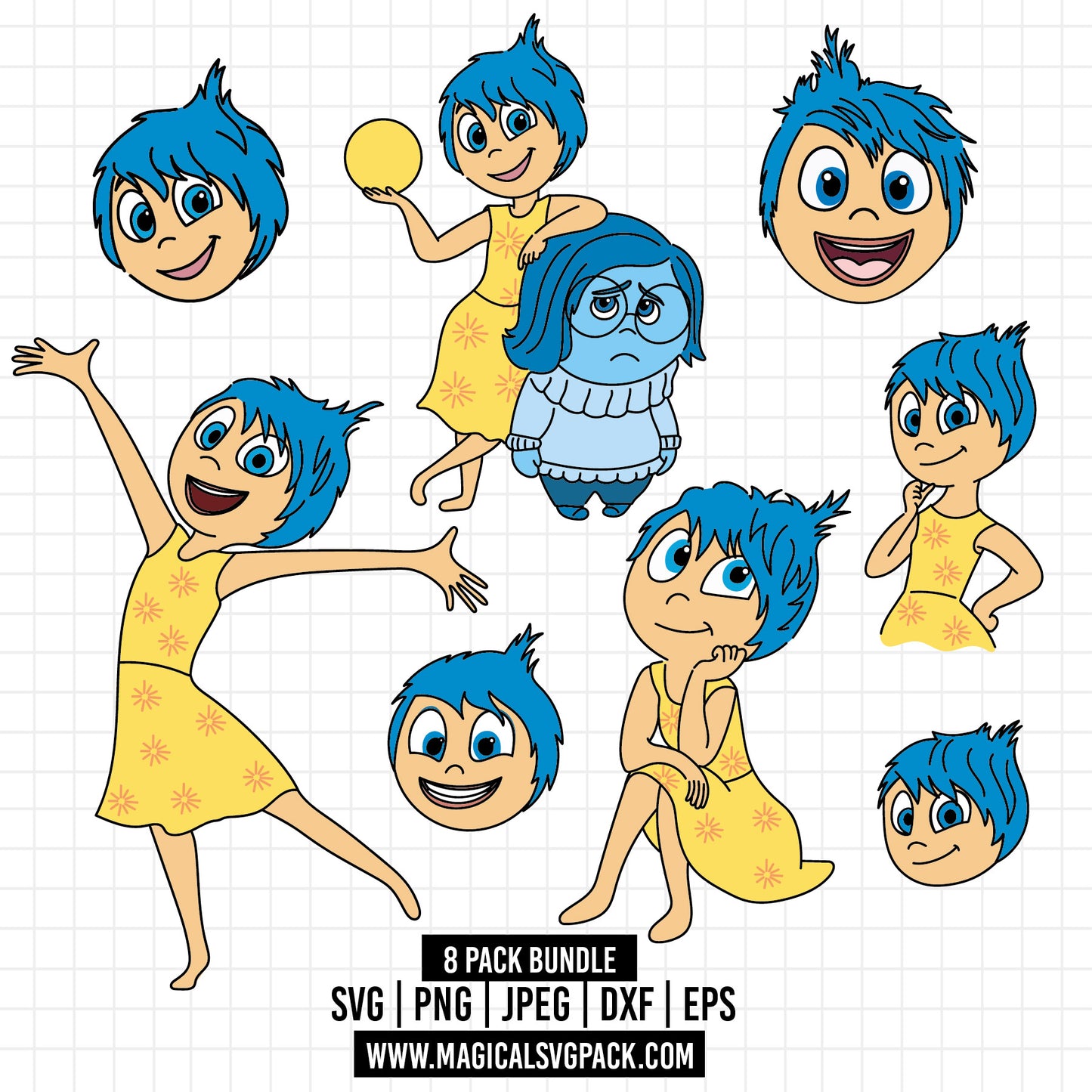 COD1484 - Joy, Inside Out bundle, Disney clipart Svg, Png, Eps, Dxf, Jpeg, vector.