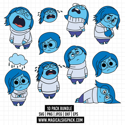 COD1487 - Sadness, Inside Out bundle, Disney clipart Svg, Png, Eps, Dxf, Jpeg, vector.