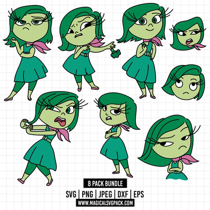 COD1490 - Disgust, Inside Out bundle, Disney clipart Svg, Png, Eps, Dxf, Jpeg, vector.