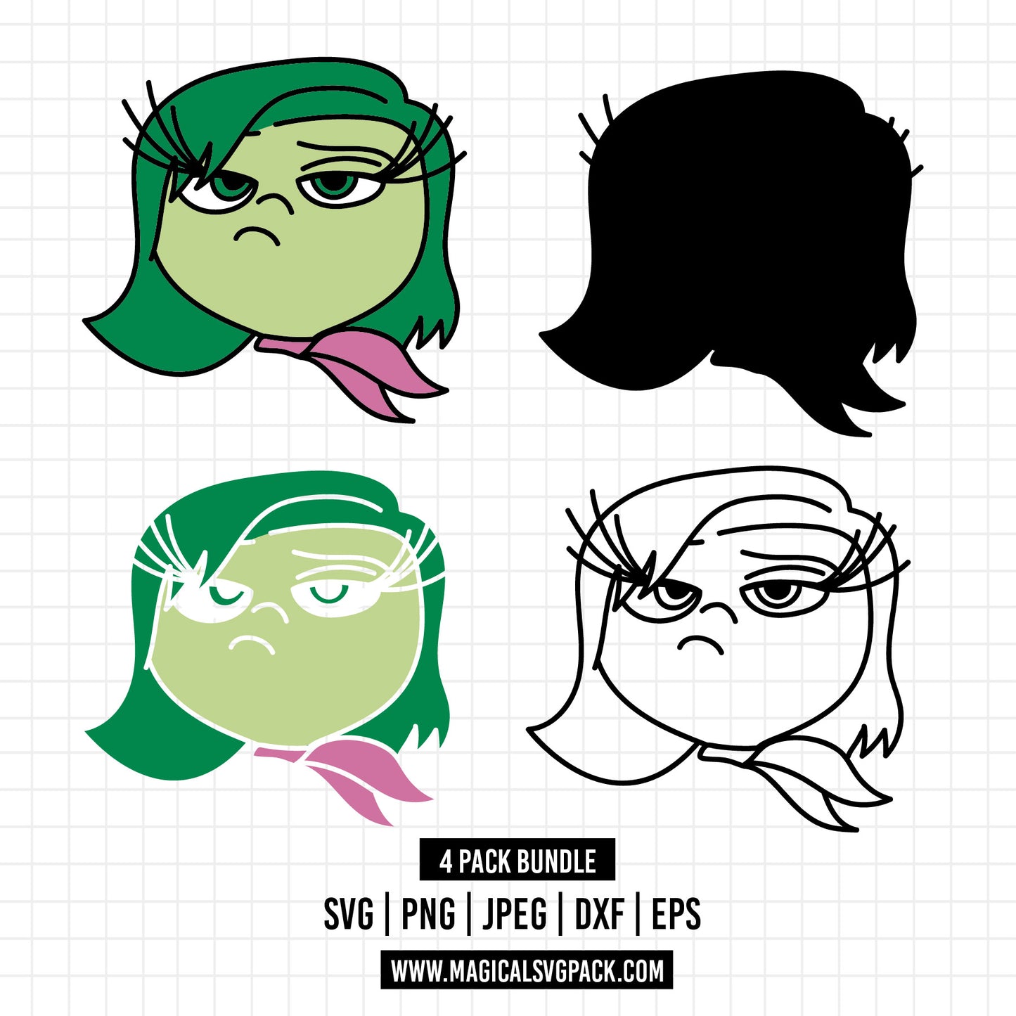 COD1492 - Disgust, Inside Out layered bundle, Disney clipart Svg, Png, Eps, Dxf, Jpeg, vector.