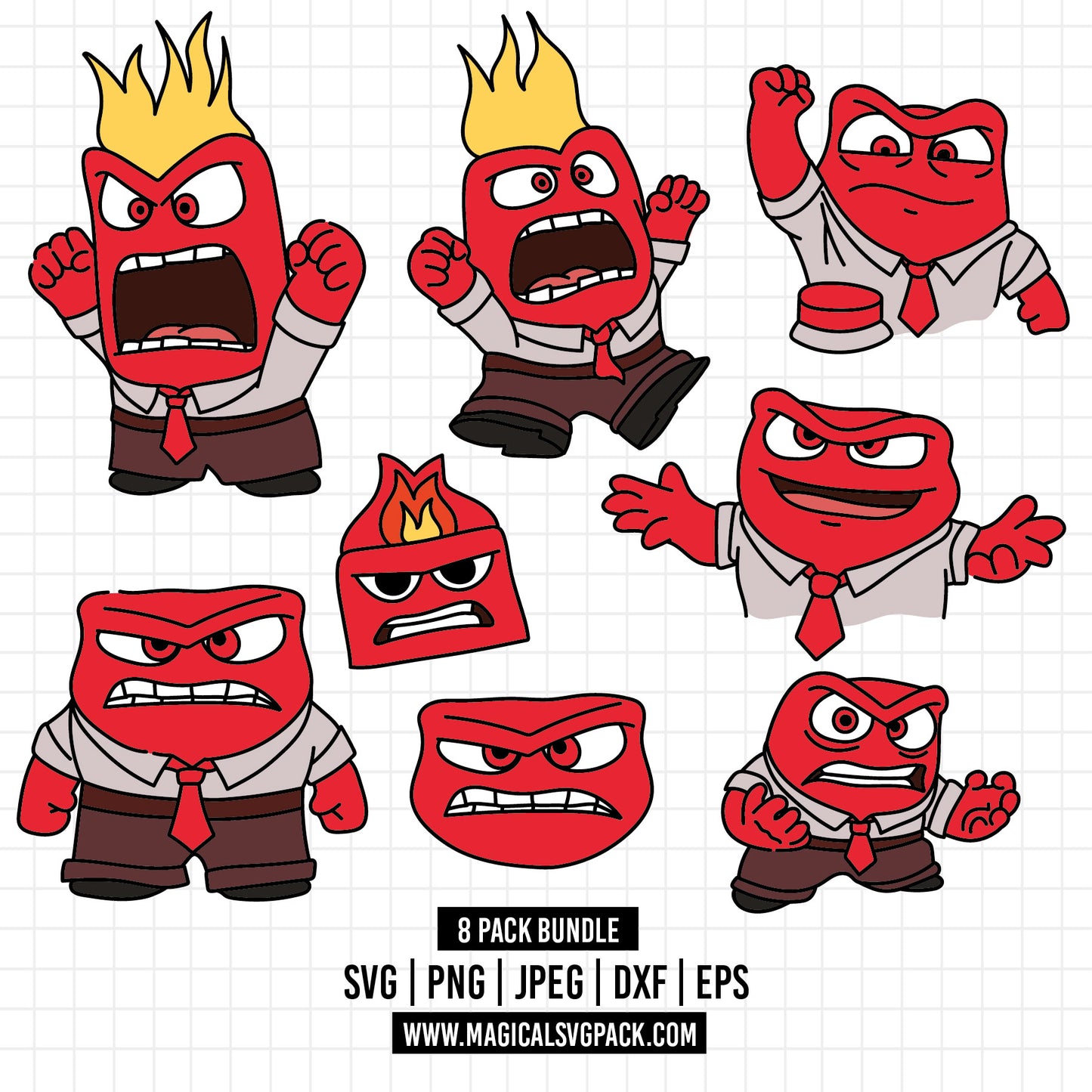 COD1493 - Anger, Inside Out bundle, Disney clipart Svg, Png, Eps, Dxf, Jpeg, vector.