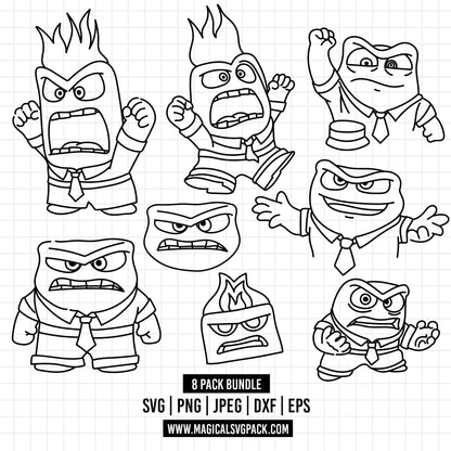 COD1494 - Anger, Inside Out bundle line art, Disney clipart Svg, Png, Eps, Dxf, Jpeg, vector.