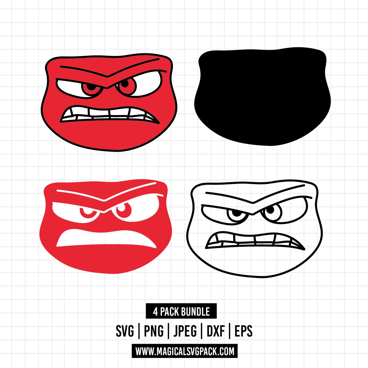 COD1495 - Anger, Inside Out layered bundle, Disney clipart Svg, Png, Eps, Dxf, Jpeg, vector.