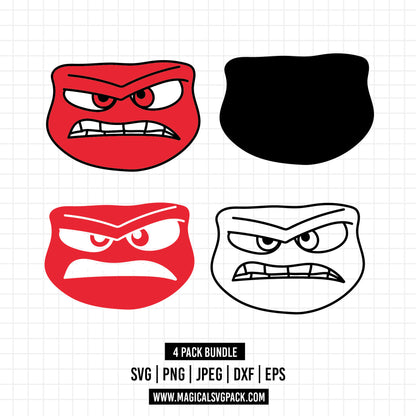 COD1495 - Anger, Inside Out layered bundle, Disney clipart Svg, Png, Eps, Dxf, Jpeg, vector.