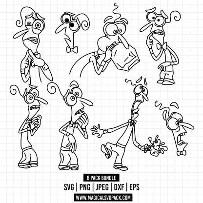 COD1497 - Fear, Inside Out bundle line art, Disney clipart Svg, Png, Eps, Dxf, Jpeg, vector.