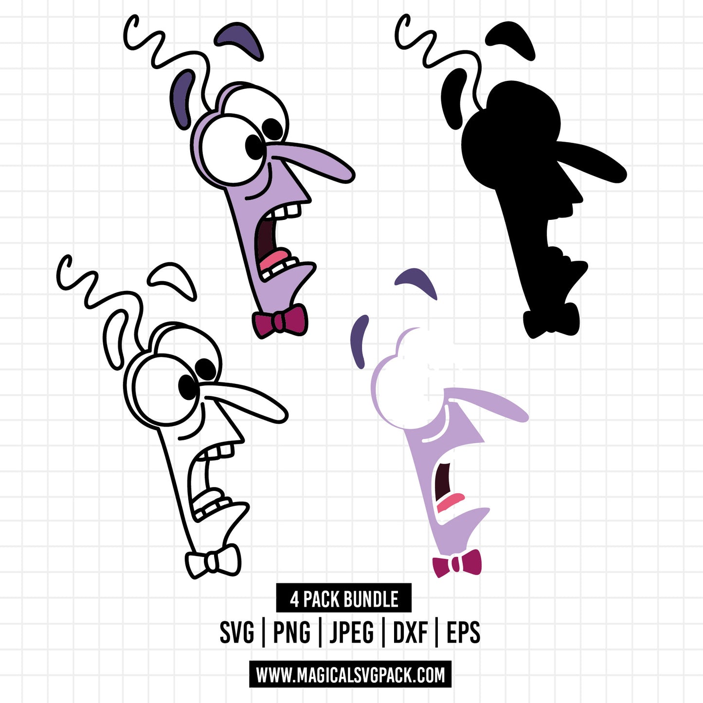 COD1498 - Fear, Inside Out layered bundle, Disney clipart Svg, Png, Eps, Dxf, Jpeg, vector.