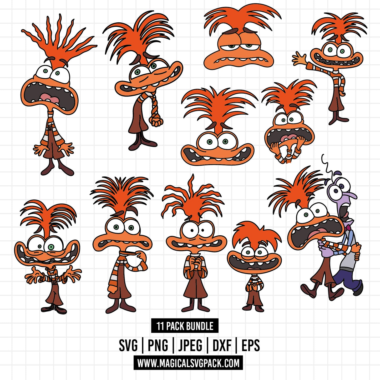 COD1499 - Anxiety, Inside Out bundle, Disney clipart Svg, Png, Eps, Dxf, Jpeg, vector.