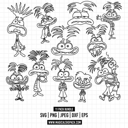 COD1500 - Anxiety, Inside Out bundle line art, Disney clipart Svg, Png, Eps, Dxf, Jpeg, vector.