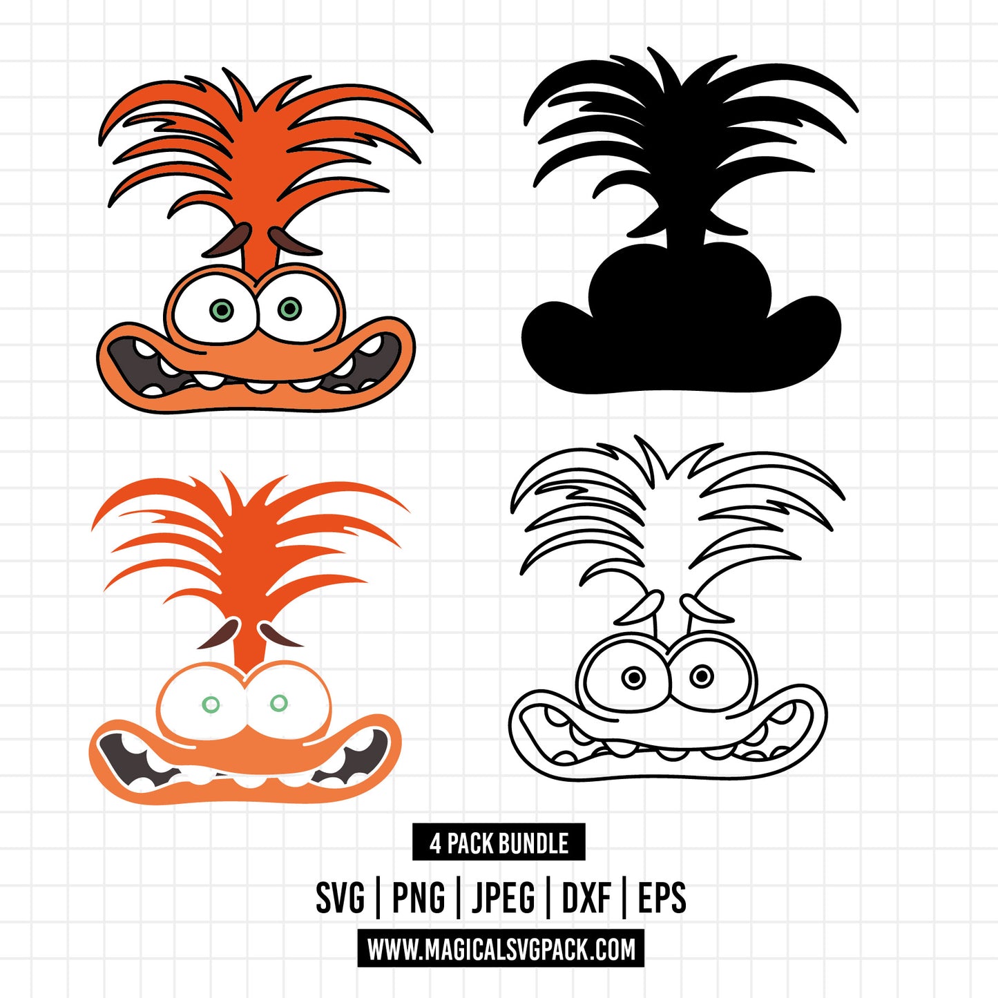 COD1501 - Anxiety, Inside Out layered bundle, Disney clipart Svg, Png, Eps, Dxf, Jpeg, vector.