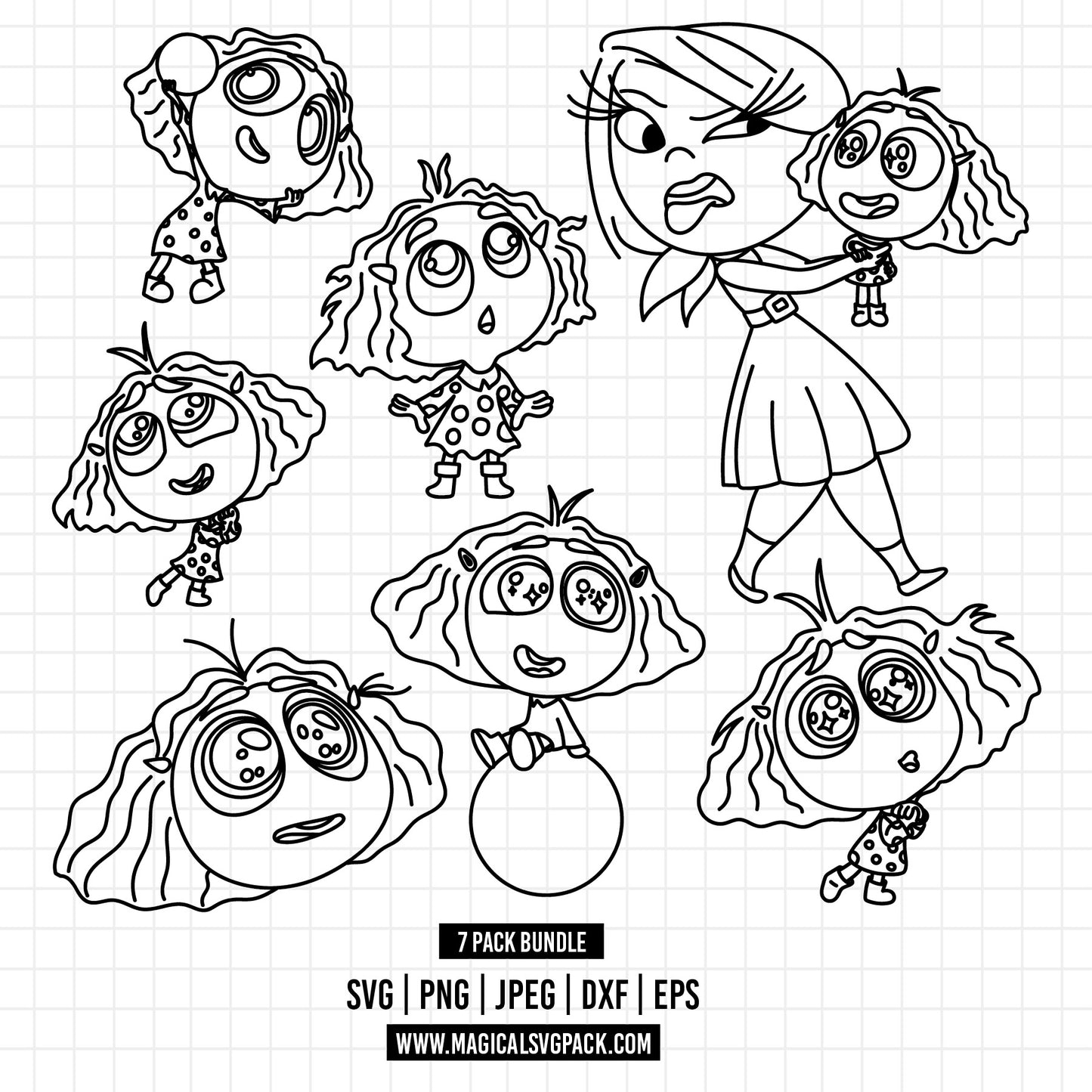 COD1503 - Envy, Inside Out bundle line art, Disney clipart Svg, Png, Eps, Dxf, Jpeg, vector.