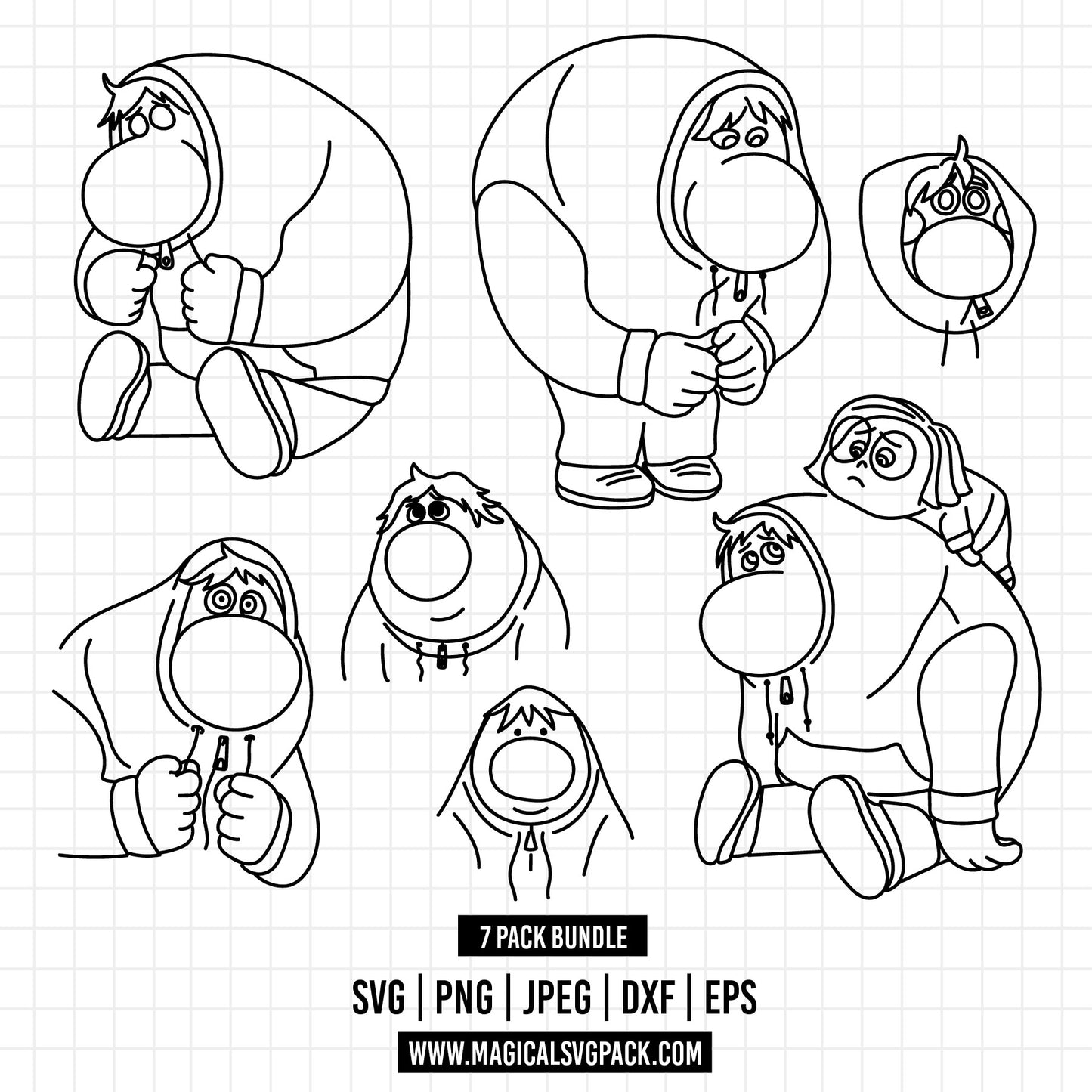 COD1506 - Embarrassment, Inside Out bundle line art, Disney clipart Svg, Png, Eps, Dxf, Jpeg, vector.