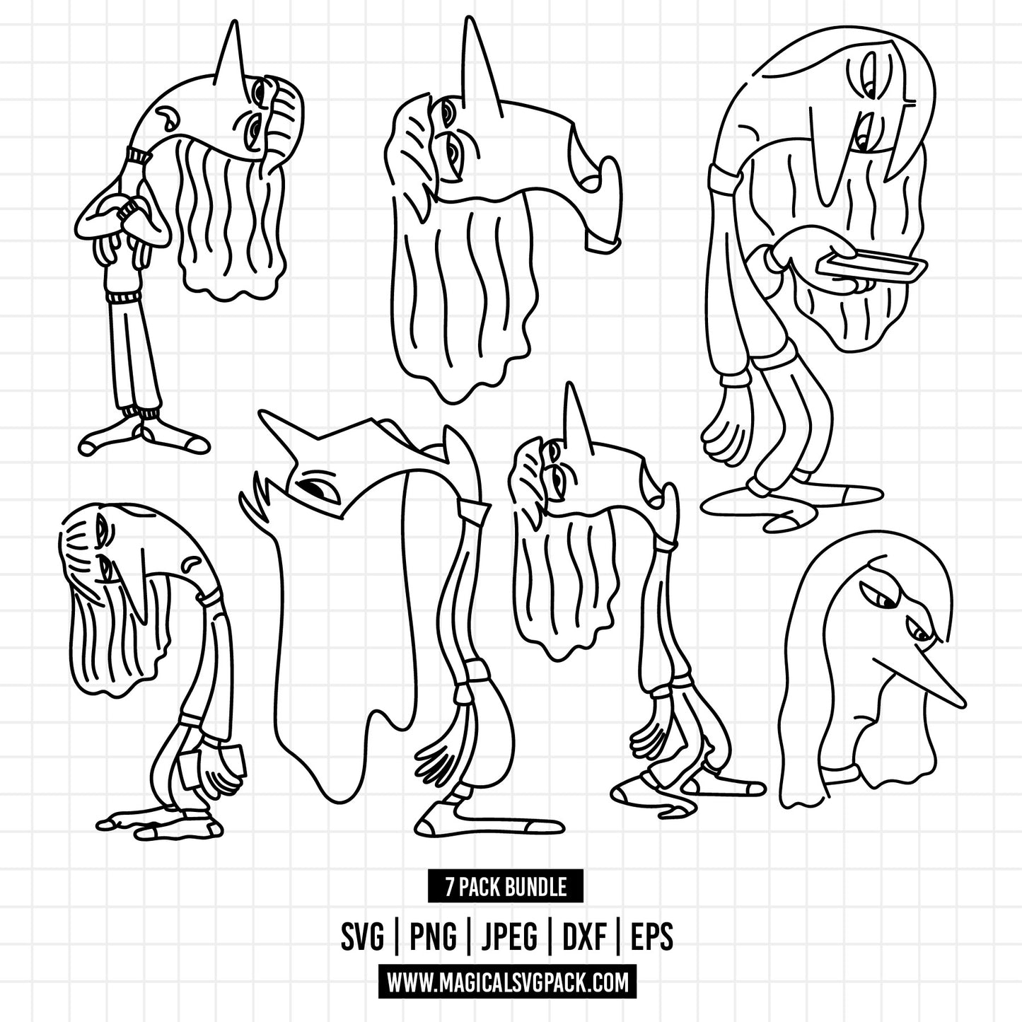 COD1509 - Ennui, Inside Out bundle line art, Disney clipart Svg, Png, Eps, Dxf, Jpeg, vector. (Copia)