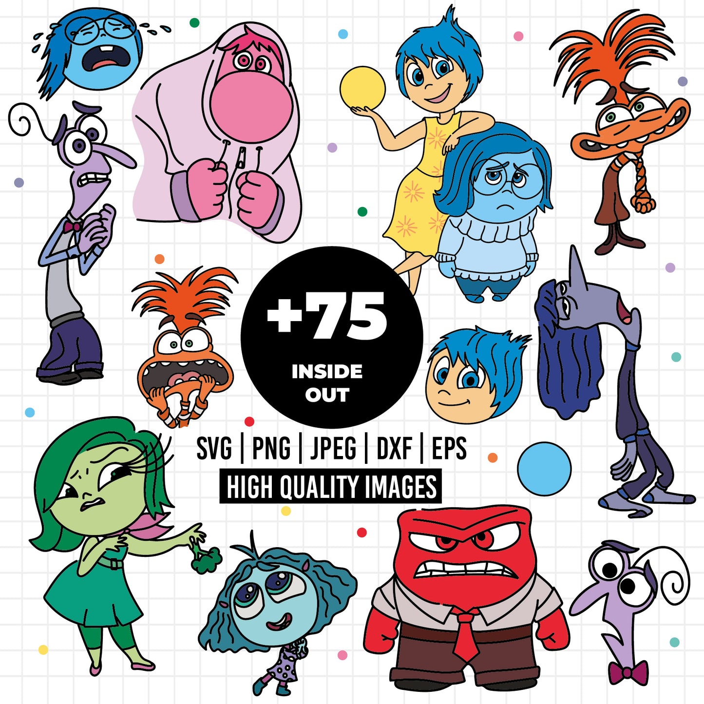 COD1511 - Inside Out mega bundle, Disney clipart Svg, Png, Eps, Dxf, Jpeg, vector.