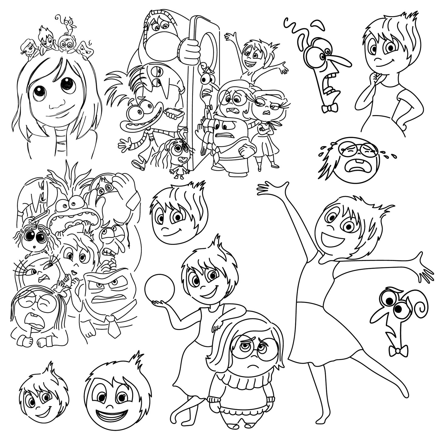 COD1512 - Inside Out mega bundle line art, Disney clipart Svg, Png, Eps, Dxf, Jpeg, vector.