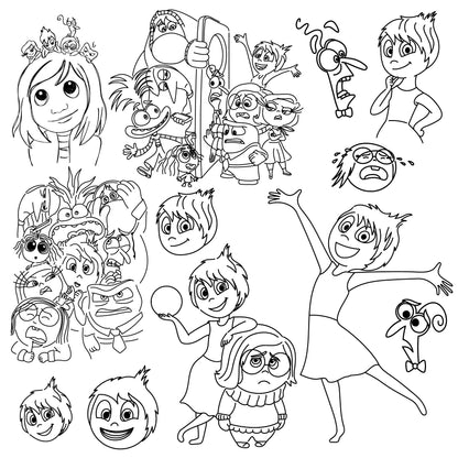 COD1512 - Inside Out mega bundle line art, Disney clipart Svg, Png, Eps, Dxf, Jpeg, vector.