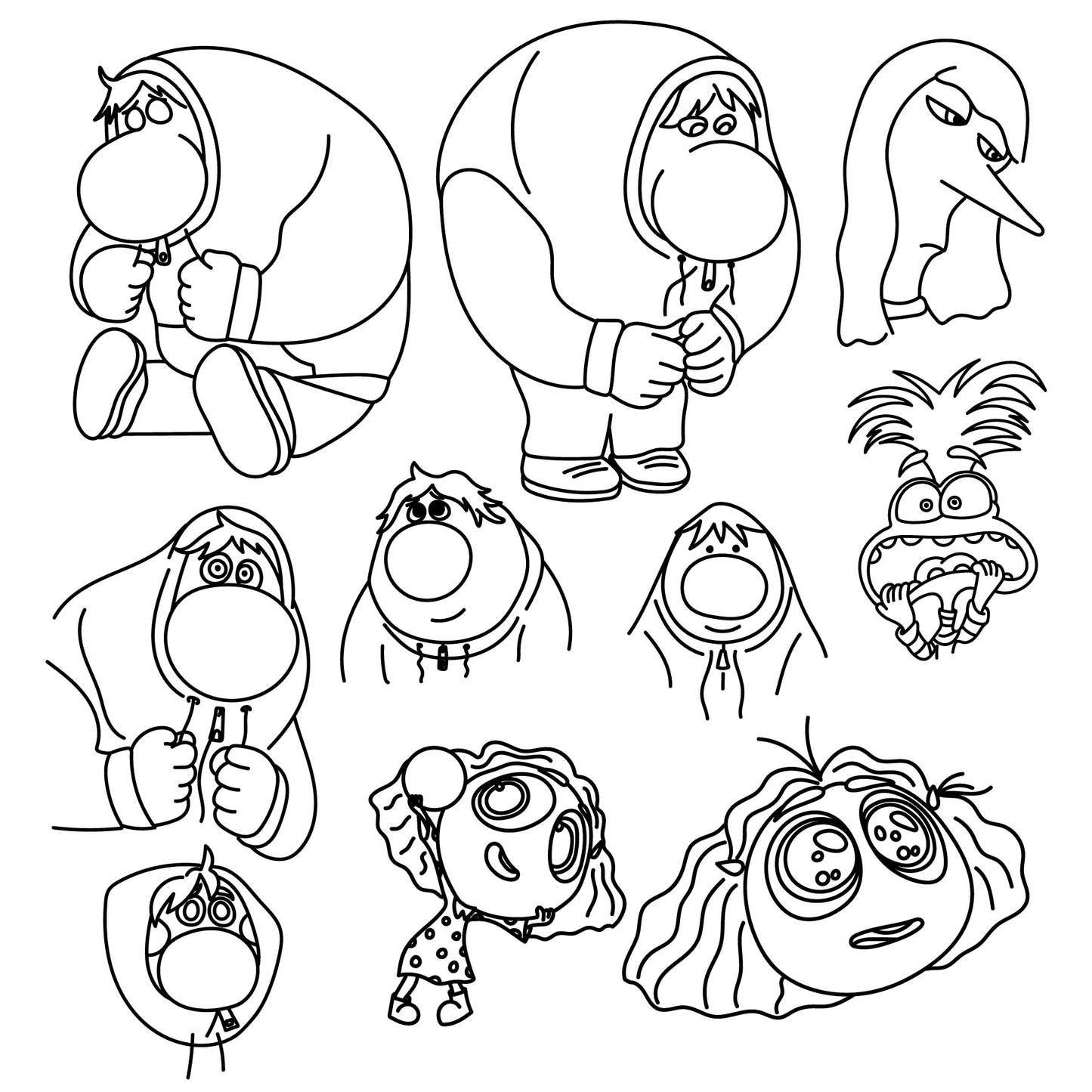 COD1512 - Inside Out mega bundle line art, Disney clipart Svg, Png, Eps, Dxf, Jpeg, vector.