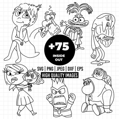 COD1512 - Inside Out mega bundle line art, Disney clipart Svg, Png, Eps, Dxf, Jpeg, vector.