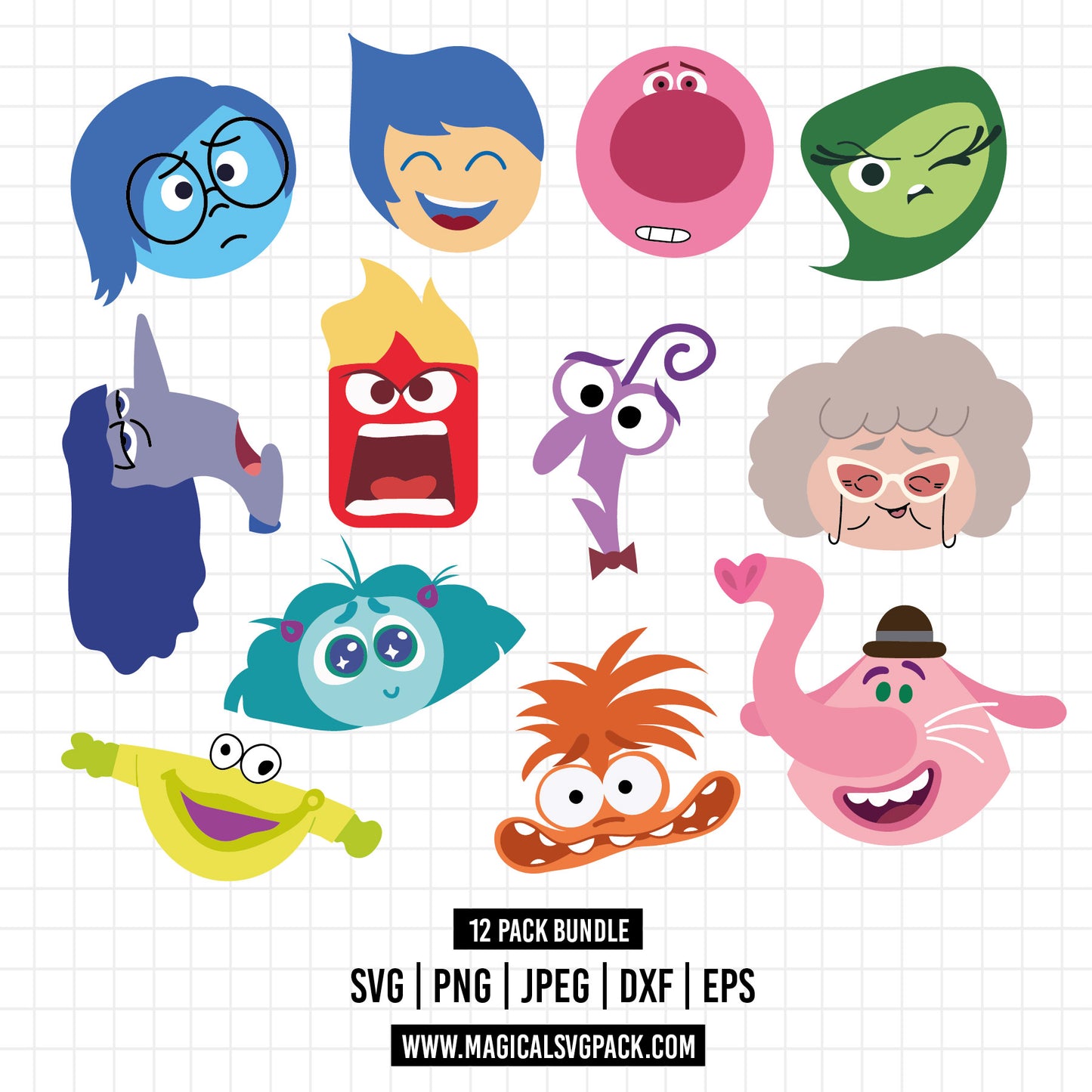 COD1513 - Inside Out bundle, Disney clipart Svg, Png, Eps, Dxf, Jpeg, vector.